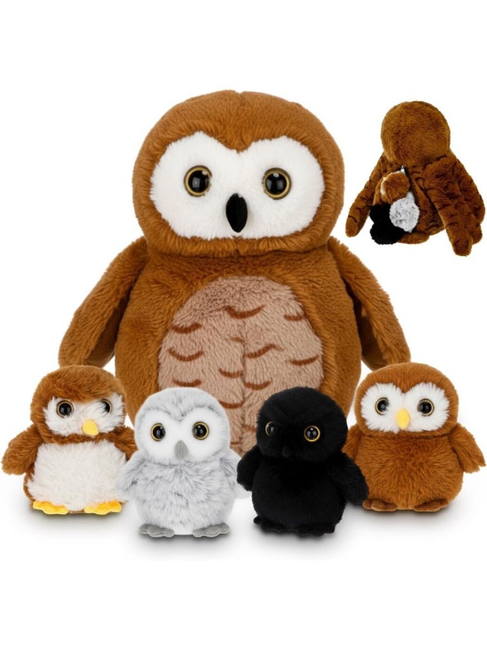 Adorable 5-Piece Owl Plush Toy Set - Mommy & Baby Stuffed Animals for Kids